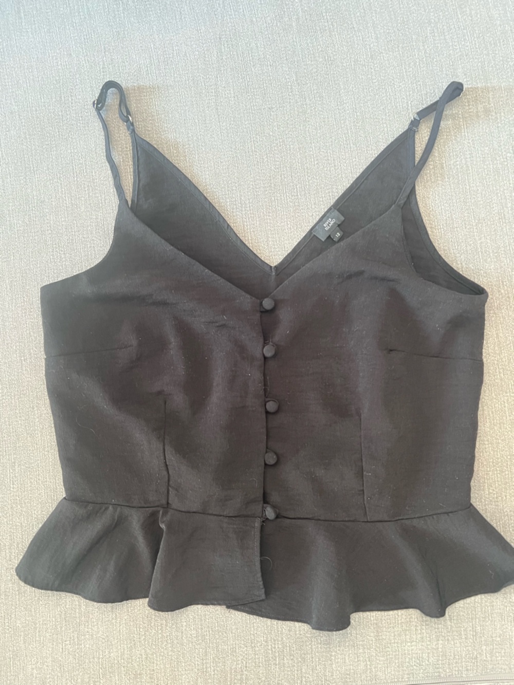 River Island Black Button-Front Peplum Cami